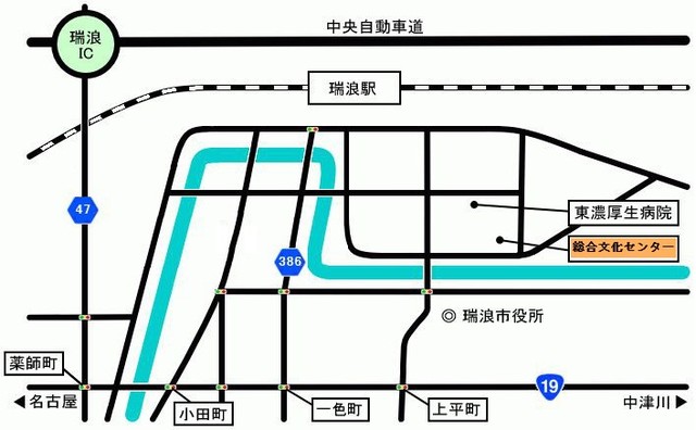 地図：瑞浪駅や瑞浪インターからの案内図