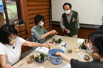 写真：苔テラリウム制作の様子