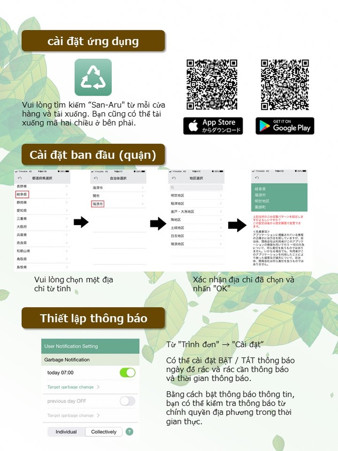 Hướng dẫn tờ rơi ứng dụng phân loại rác / tài nguyên