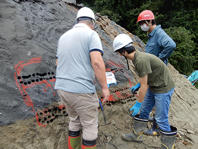 化石発掘の様子