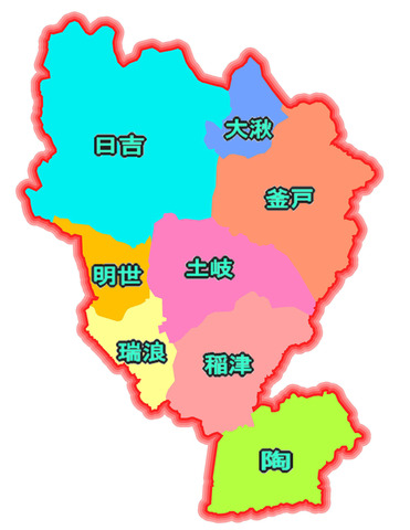 地図：瑞浪市地区別