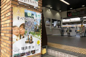 写真：駅前に掲示したポスター